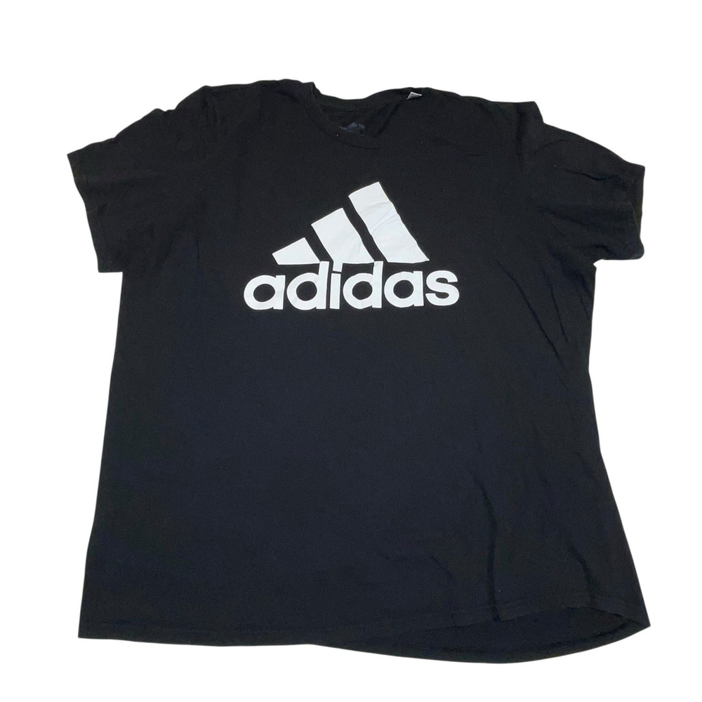 Adidas Black White Graphic Tee T-Shirt Top Short Sleeve 2XL Mens XXL Cotton EUC